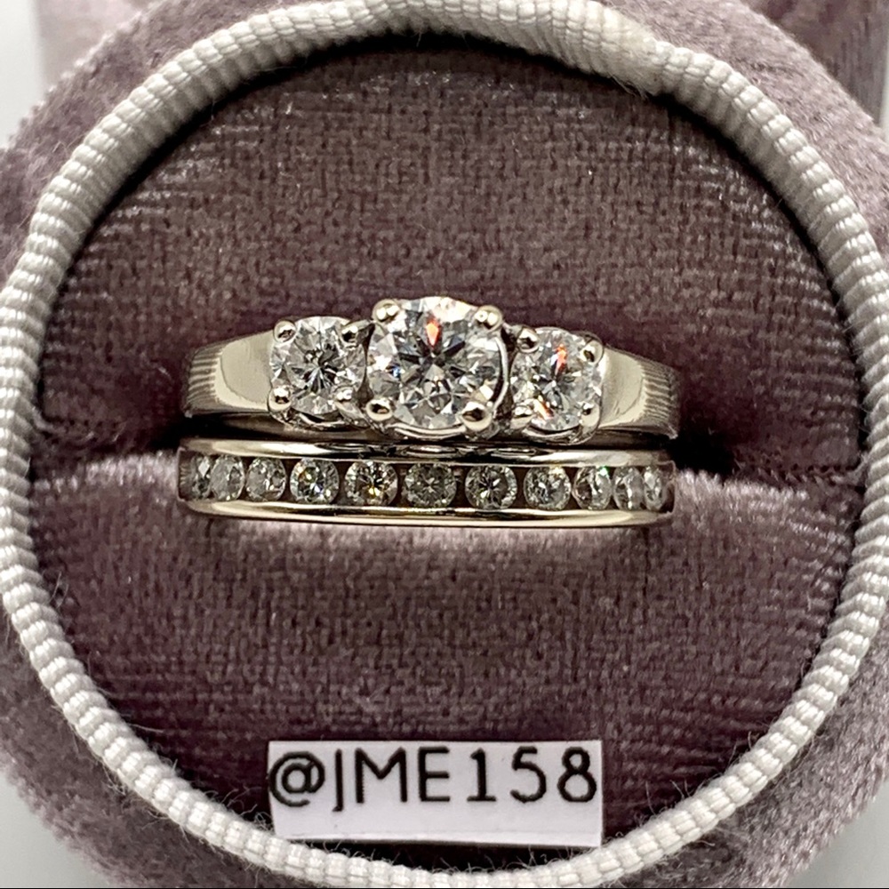 14K White Gold Diamond Wedding Set